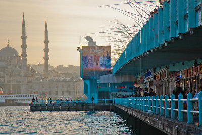 Fishing rods and minarets and Yeni Cami Mosque