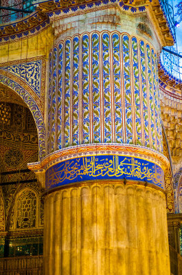 One of the magnificent mosaic pillars in the Blue Mosque