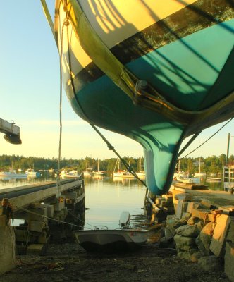 In The Slings - J.O. Brown Boat Yard