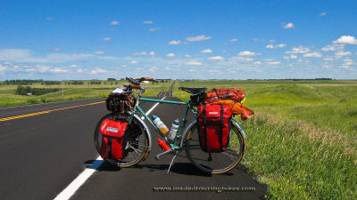 431    Judy touring North Dakota - Rivendell Atlantis touring bike