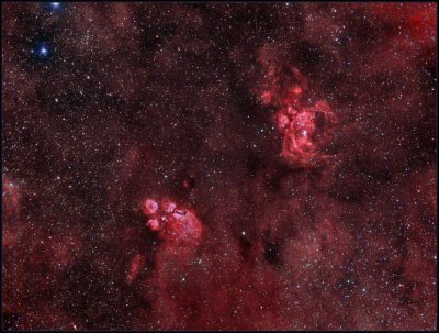 Cat's paw and Lobster nebulae