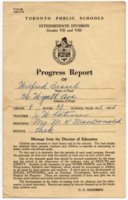 Gunners report card 1954