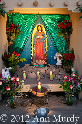 Guadalupe altar with candles