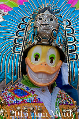 Dancer with duck mask