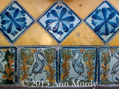 Decorative tiles at San Francisco Acatepec