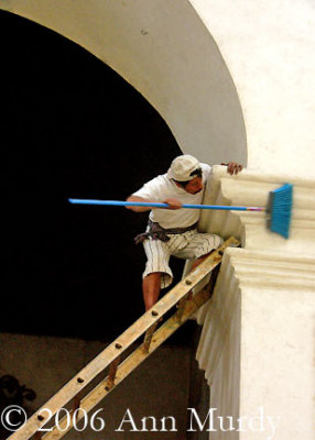 Cleaning inside the church
