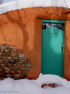 BlueGreen door in Snow