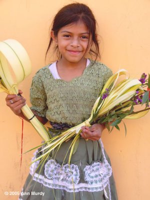 Girl selling palm weaving