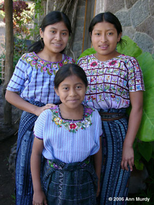 Three girls in front of Posada