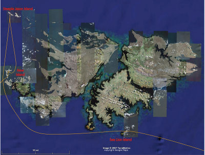 Route Map for Falkland Islands