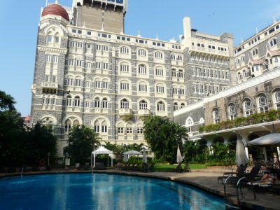 Pool area at the Taj