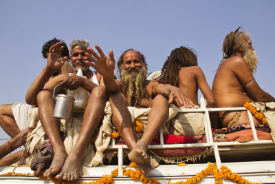 Naga Sadhus on truck.jpg