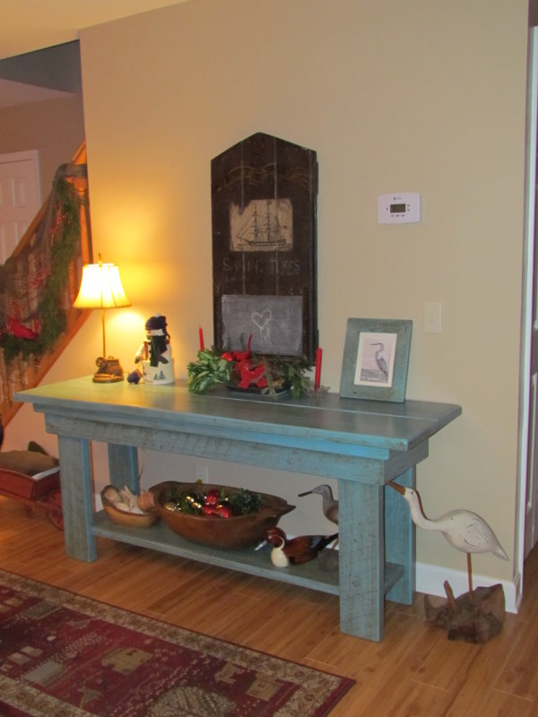 Blue Serving Table at the H's home