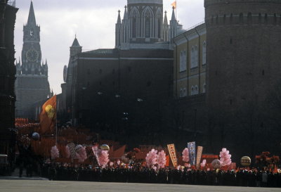 May Day, 1984, Moscow (looking towards Red Square from near Hotel National on Gorky Street)