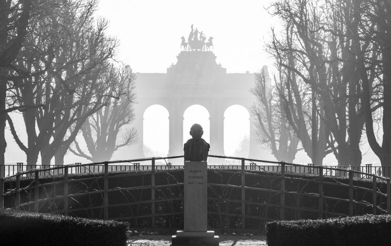 Robert Schuman bust at the Parc du Cinquentenaire