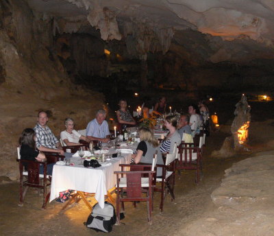 Dinner in Thien Canh Son Cave, Halong Bay