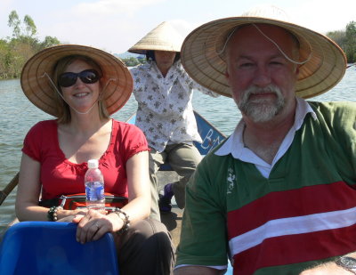 Being rowed up the Suoi Yen River
