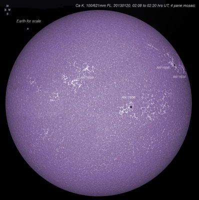 20130120 02:08 to 02:20 hrs UT, Ca K PST 100, 621mm with Baader U filter as BF