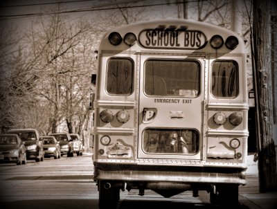 The school bus-  B&W Sepia