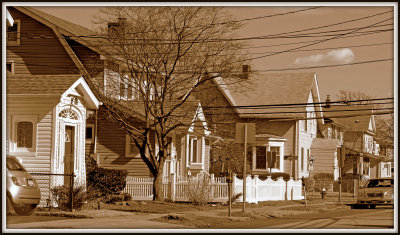 Typical homes in Valley Stream NY-sepia