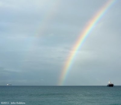 Ocean Rainbow with Boats