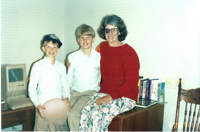 Mary with two innocent nephews.  (c. 1992)