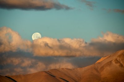 This Morning's Sunrise and Moonset in the Desert