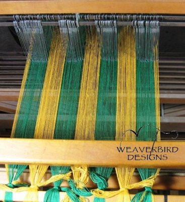 Lace towel warp tied onto front apron rod 1