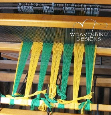 Lace towel warp tied onto front apron rod 2