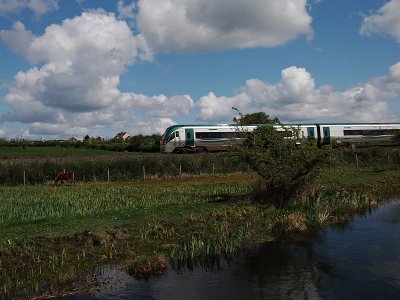 Train passing the Lough Owel feeder