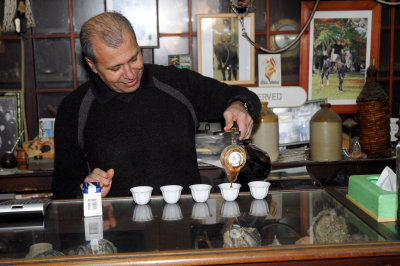 He always receives his guests with a cup of his own blend of Turkish coffee