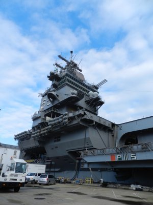 CVN-65 10 Island from the Pier -14 stories up the mast.JPG