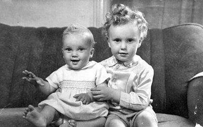 Trevor and Roger - Christmas 1948.