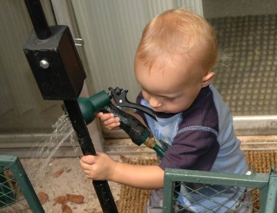 Brooks' new hobby - watering