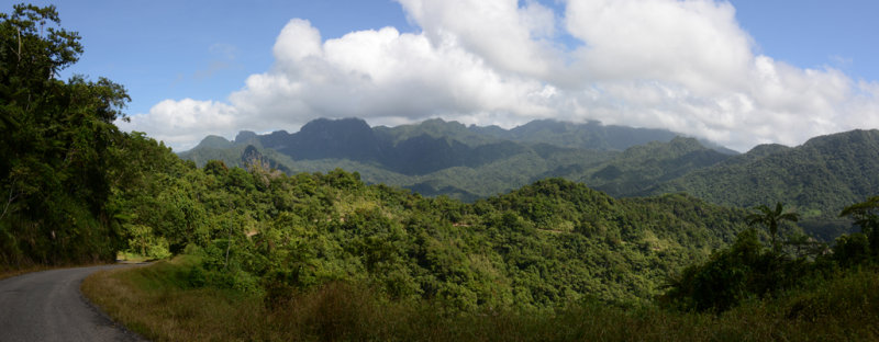 Panoramic view of the landscape of southern Viti Levu, Fiji