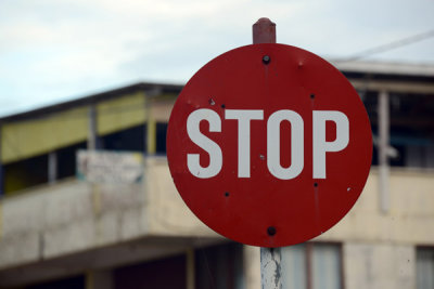 Round stop sign - Vanuatu