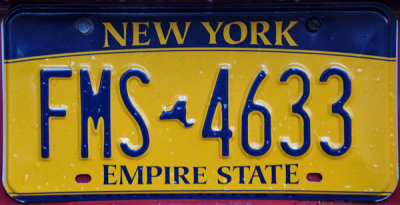 New York License Plate back in the colors of the 1970s