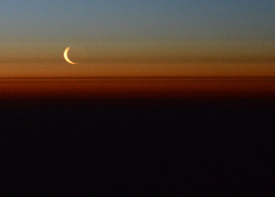 Crescent moon low on the polar horizon