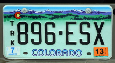 Colorado License Plate