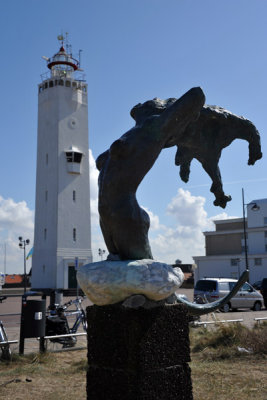 Mermaid with the Noordwijk Lighthouse