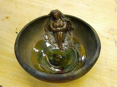 Raku Bowl with Figure