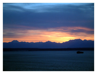 Sunset Over Elliot Bay and the Olympic Mountains