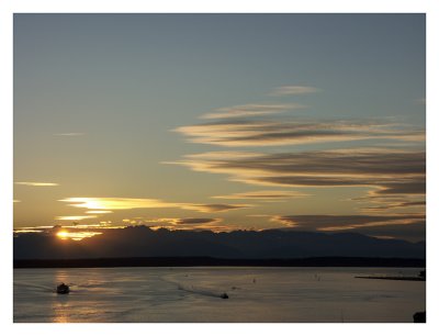 Sunset Over Elliot Bay and the Olympic Mountains