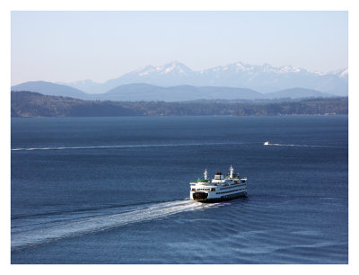Ferry Departs Seattle, Heading Toward the Olympic Peninsula