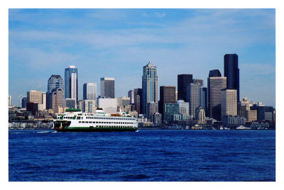 Ferry Approaches Downtown Seattle, As Viewed from West Seattle