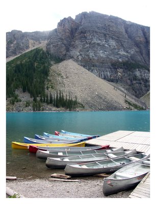 Rental canoes at Moraine Lake