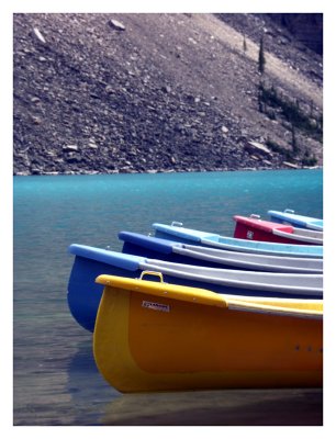 Rental canoes at Moraine Lake