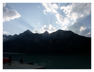 Sunset over mountain at Lake Louise