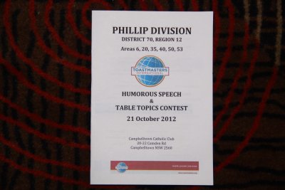 2012 Phillip Division Humorous and Table Topics Contest