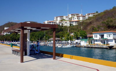 Huatulco Pier with Mexican Navy Guards